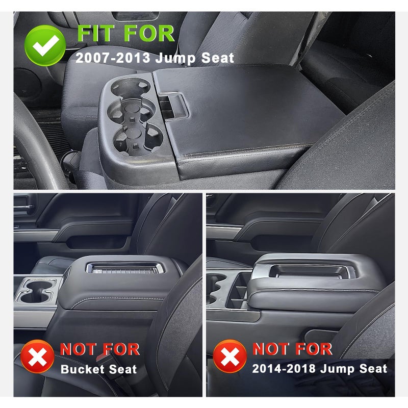 Muslogy Center Console Armrest Cover Compatible with Chevy Silverado/Tahoe & GMC Sierra/Yukon 2007-2013 Comfort Armrest Pad Arm Rest Cushion Vegan Leather Protector 1-Inch Extra Thick(Jump Seat ONLY) - Image 2